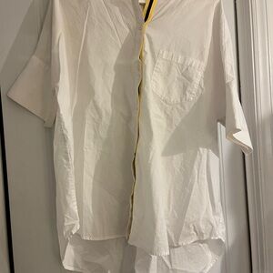 Sundays Ivory Button Down Shirt with Mustard Accent